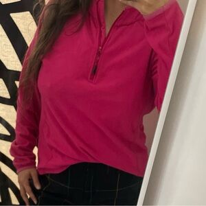 Magellan Outdoors Women's Large Bright Pink Soft & Cozy Quarter-Zip Sweatshirt